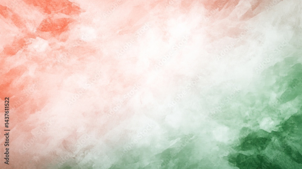 Fototapeta premium Abstract Watercolor Landscape: Coral and Emerald Hues