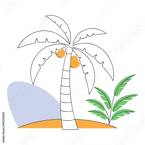 Evergreen and Tropical Trees Collection douglas fir tree, yew tree, juniper, larch, hemlock, banana, papaya, mango, cypress, coconut-palm