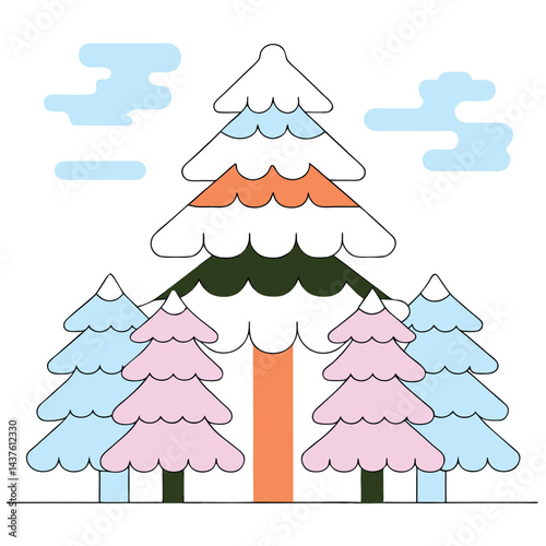 Evergreen and Tropical Trees Collection douglas fir tree, yew tree, juniper, larch, hemlock, banana, papaya, mango, cypress, coconut-palm