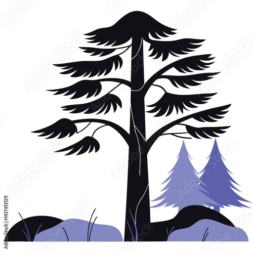 Evergreen and Tropical Trees Collection douglas fir tree, yew tree, juniper, larch, hemlock, banana, papaya, mango, cypress, coconut-palm