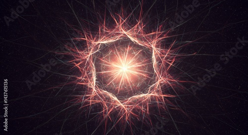 Cosmic Radiance: A Hexagonal Nebula's Energetic Glow