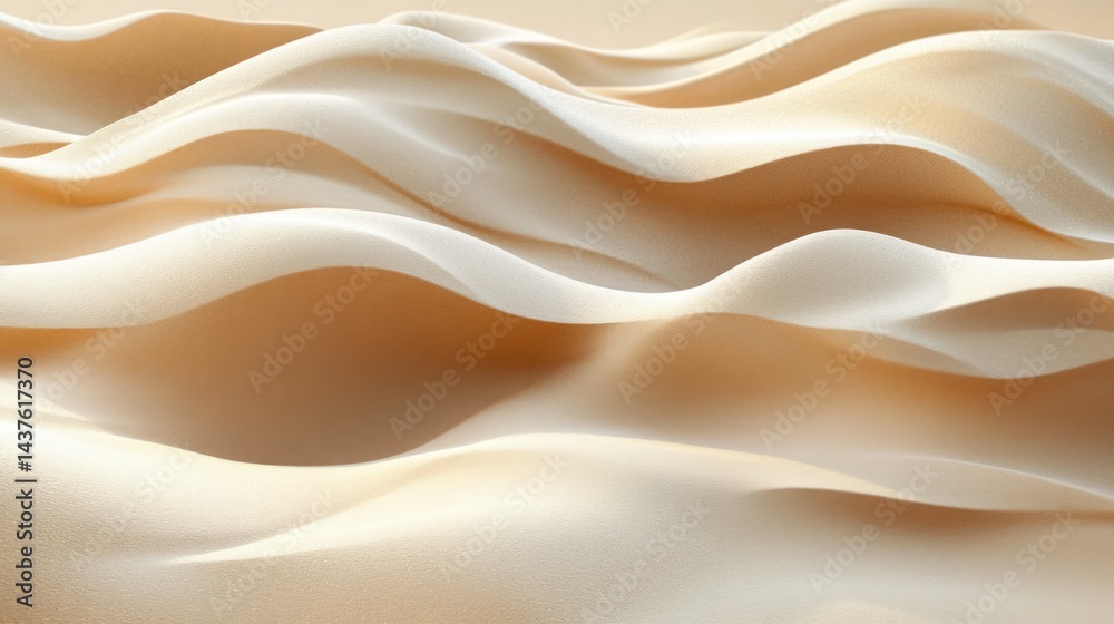 Obraz premium Abstract, flowing, beige, fabric, texture, in, desert, waves, background; design element
