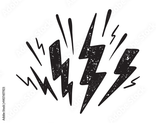 electric lightning or thunder bolt doodle style icon. silhouette lightning clipart symbol