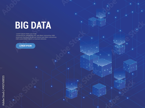 Big Data in Blue Abstract Background