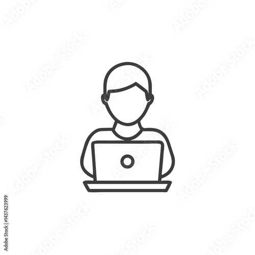 Laptop User Icon for Technology Blogs, Remote Work Guides, or Online Education Platforms