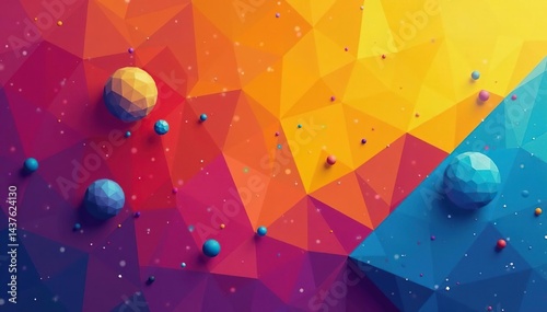 Abstract geometric shapes, vibrant colors, trendy design, twitter, phone, digital