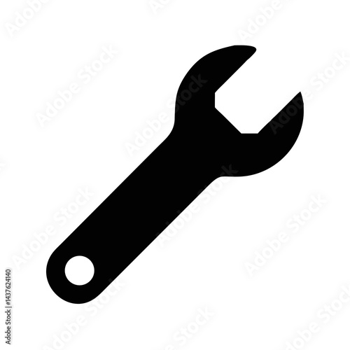 Black Wrench Icon Repair Tool Maintenance Service Symbol