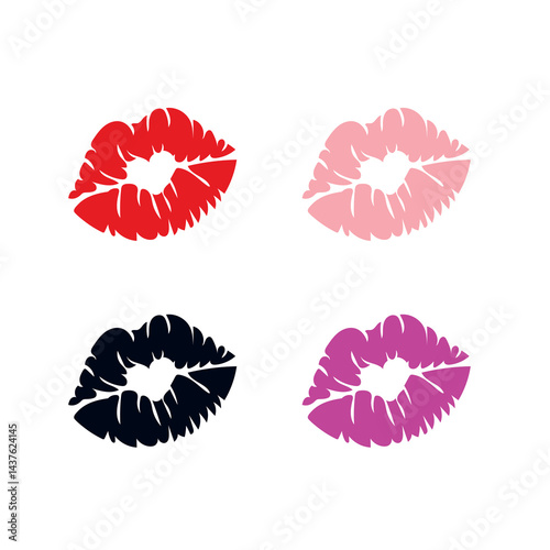 kiss mark lips cute love lipstick vector emoji illustration