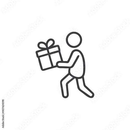 Person Carrying Gift Icon for Celebration and Shopping Content - Perfect for Holiday Websites, E-commerce and Event Planning Materials