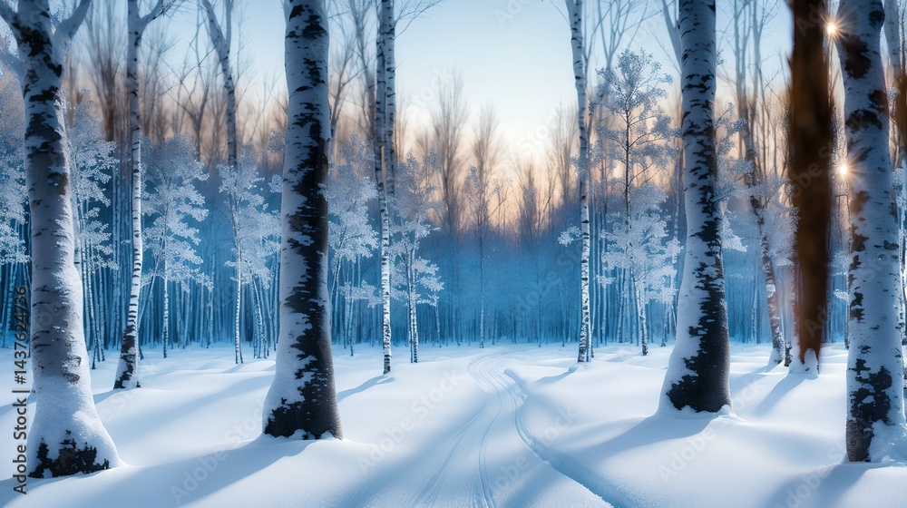 Obraz premium 冬の白樺林