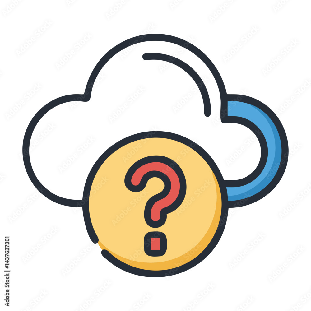 Cloud with Question Mark Icon - Colorful Cloud Computing Inquiry Symbol Cloud with Question Mark Icon - Colorful Cloud Computing Inquiry Symbol