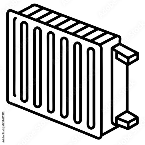 Radiator Heater Icon - Minimalist Heating Appliance Line Art