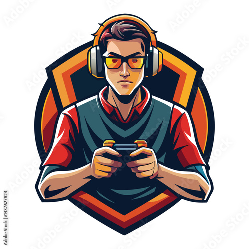 Gamer character holding a controller