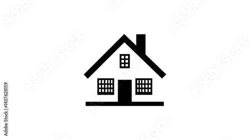 Minimalist abstract design featuring a geometric illustration of a house with a clean and modern look, suitable for real estate and architecture concepts