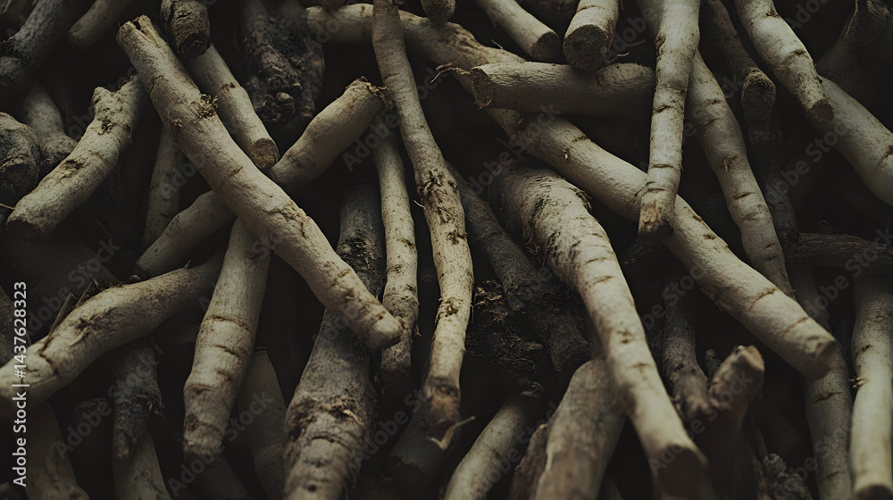 A pile of wood with many branches and twigs A pile of wood with many branches and twigs