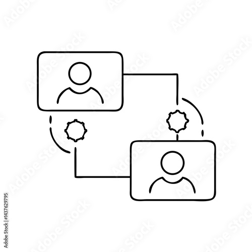 Collaboration tool icon in thin outline style