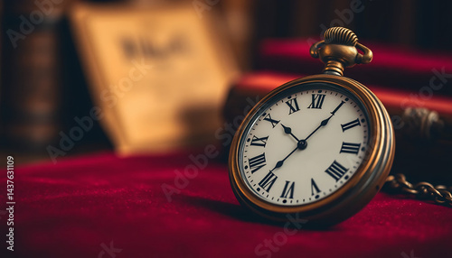 Close-Up of a Pocket Watch on Velvet