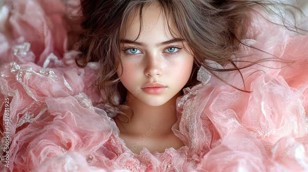 Enchanted Beauty: A Young Girl in a Pink Gown Enchanted Beauty: A Young Girl in a Pink Gown