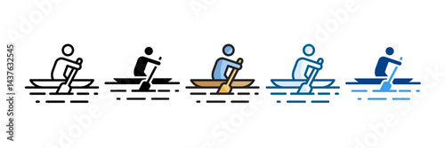 Rowing Icon Set Multiple Style Collection