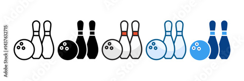 Bowling Icon Set Multiple Style Collection