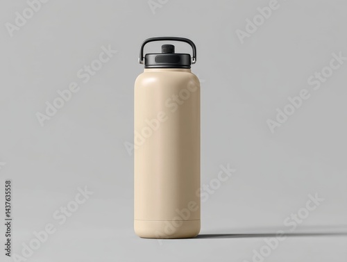reusable water bottle with minimalist design, isolated on light gray background, centered product shot