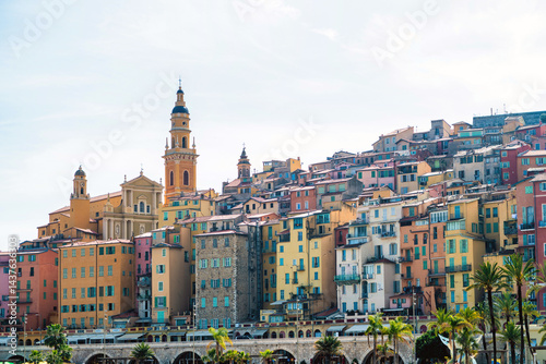 Menton old town view with colorful facades