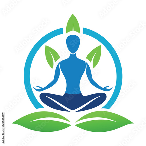     Yoga logo with lotus vector illustration.
