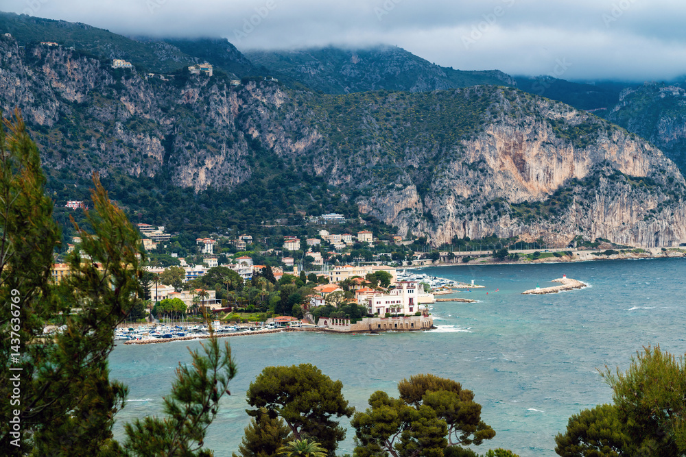 Beaulieu sur Mer, Cote D'Azure France. Aerial sea view idyllic beauty nature