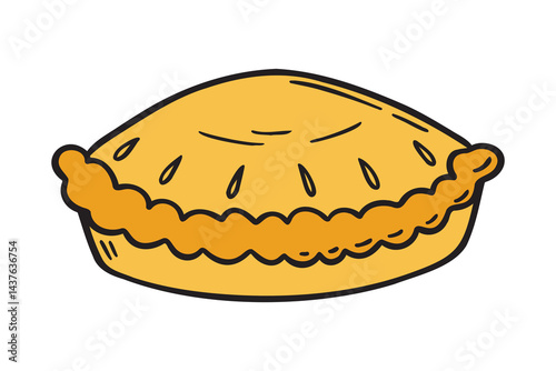 baking a round pie icon doodle hand drawn. colorful cartoon traditional pie drawing clipart symbol