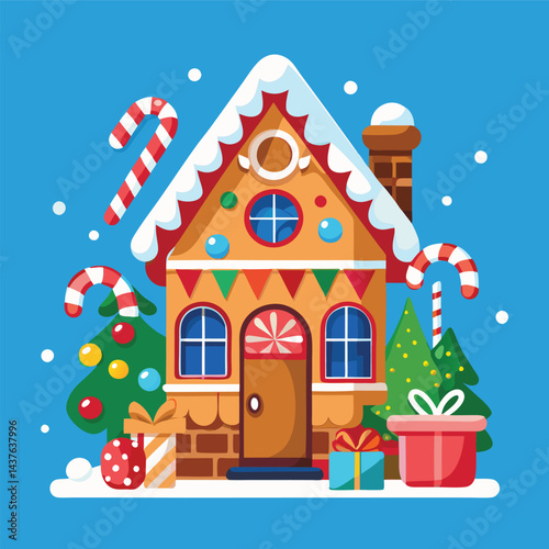Festive Gingerbread House with Christmas Decorations