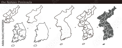 Korean Peninsula Map | Editable Vector Illustration