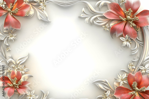 Detailed Fractal Frame with White Backdrop for Versatile Use
