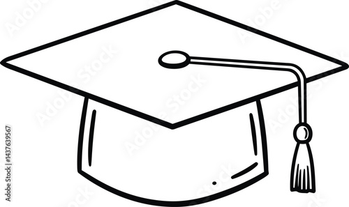 Canvas Print Graduation Cap Icon: A simple, clean illustration of a graduation cap, symbolizing academic achievement and the culmination of educational journey