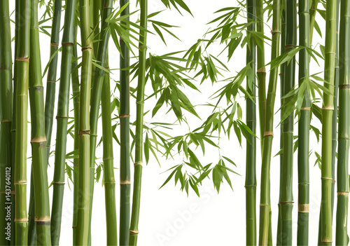 green bamboo forest background on white