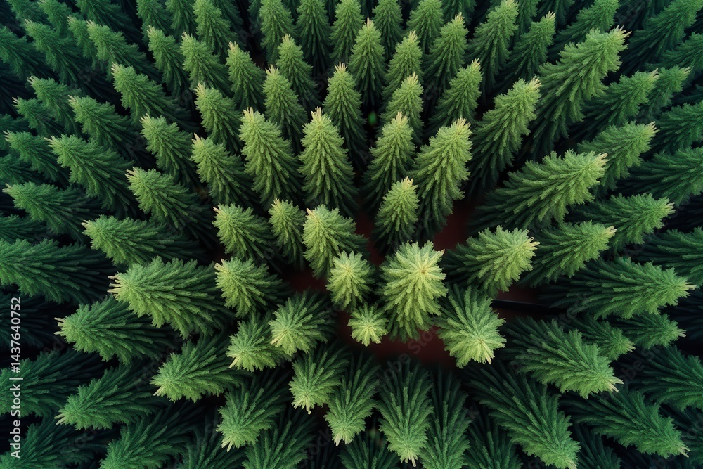 Pine trees aerial view showcasing nature's symmetrical beauty Pine trees aerial view showcasing nature's symmetrical beauty