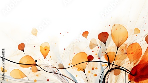 A colorful painting of a flowery scene with a white background