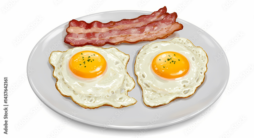 Fried Eggs and Bacon Delicious Breakfast Recipe Image Fried Eggs and Bacon Delicious Breakfast Recipe Image