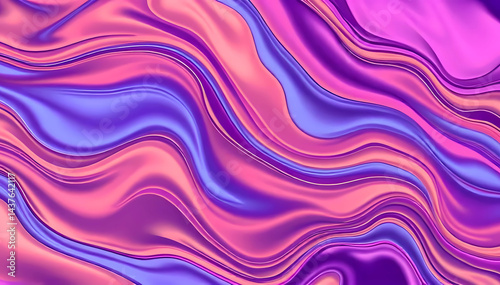 Sunset Waves Blending Magenta and Indigo Dreams Digital Illustration