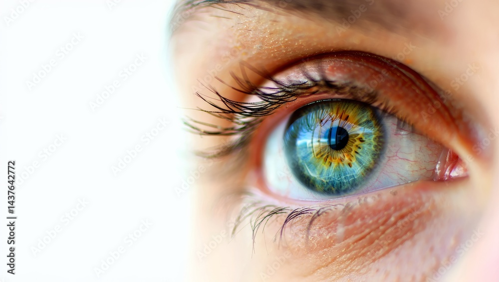 Fototapeta premium Ultra-Detailed Close-Up of Vibrant Human Eye, AI Generated