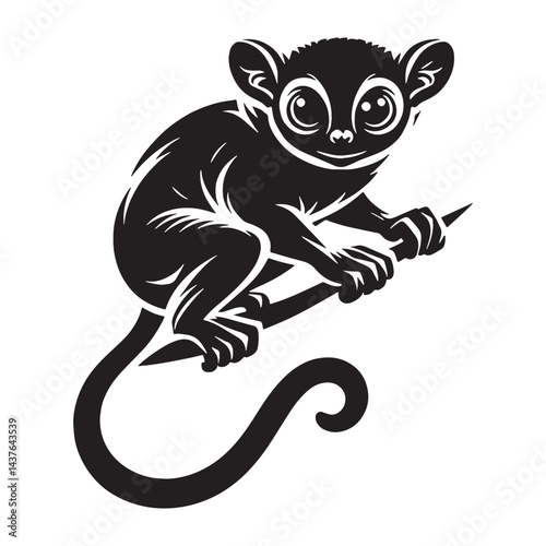 Strong tarsier silhouette vector designed for modern logo creation and digital branding – tarsier silhouette – tarsier vector – tarsier illustration – silhouette of tarsier

