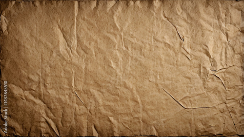 The texture of brown paper is wrinkled with folds, wrinkles, and stains that give a vintage and worn look.