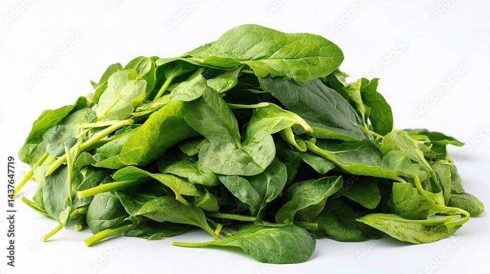 Fresh and Crisp Heap of Loose Spinach Leaves Isolated on White Background Fresh and Crisp Heap of Loose Spinach Leaves Isolated on White Background