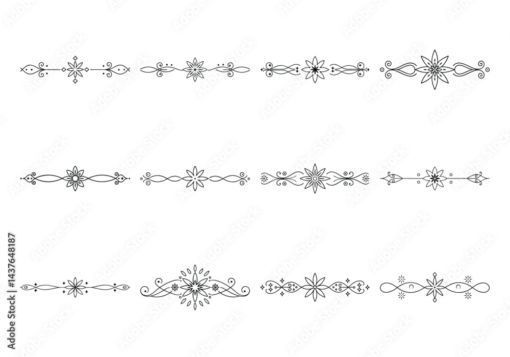 Obraz premium Text delimiters and scroll elements, Graphic underline elements, Vintage divider, vector illustration border