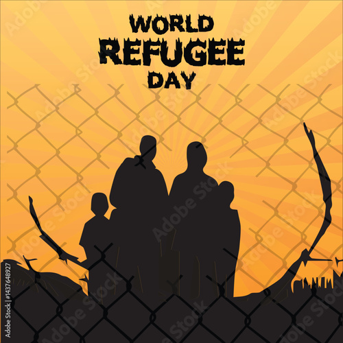 Silhouette world refugee day concept