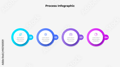 Colorful Four Step Process Infographic Showing Sequential Workflow Stages