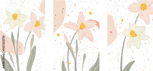 valentine's day with flowers and pink background, Vector, Luxury pink background vector with golden metallic decorate wall art, Design banner frame flower Spring background with beautiful.