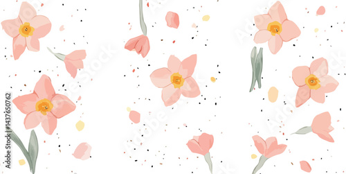valentine's day with flowers and pink background, Vector, Luxury pink background vector with golden metallic decorate wall art, Design banner frame flower Spring background with beautiful.