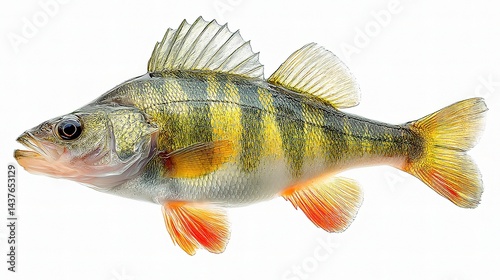 Freshly Caught Yellow Perch Fish with Glistening Scales