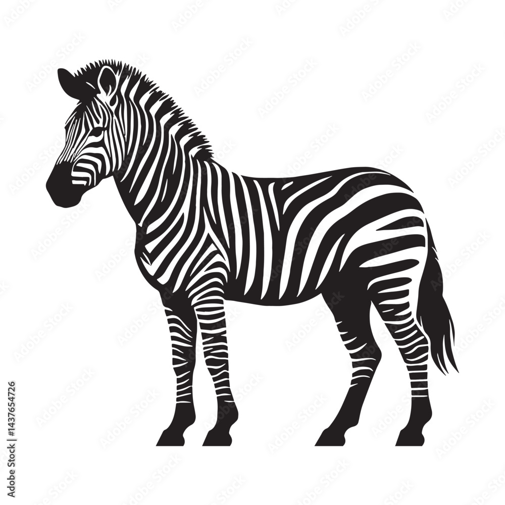 Fototapeta premium Strong zebra silhouette vector designed for modern logo creation and digital branding – zebra silhouette – zebra vector – zebra illustration – silhouette of zebra