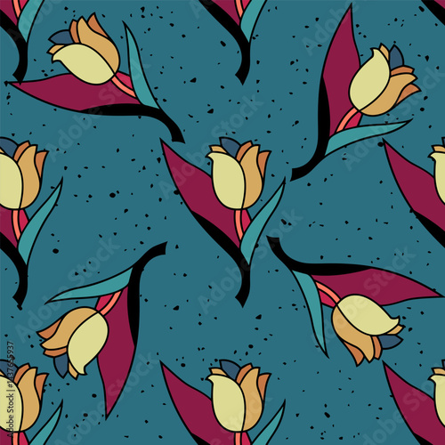 lower, floral, pattern, background, seamless, design, vector, motif, ornament, daisy, blossom